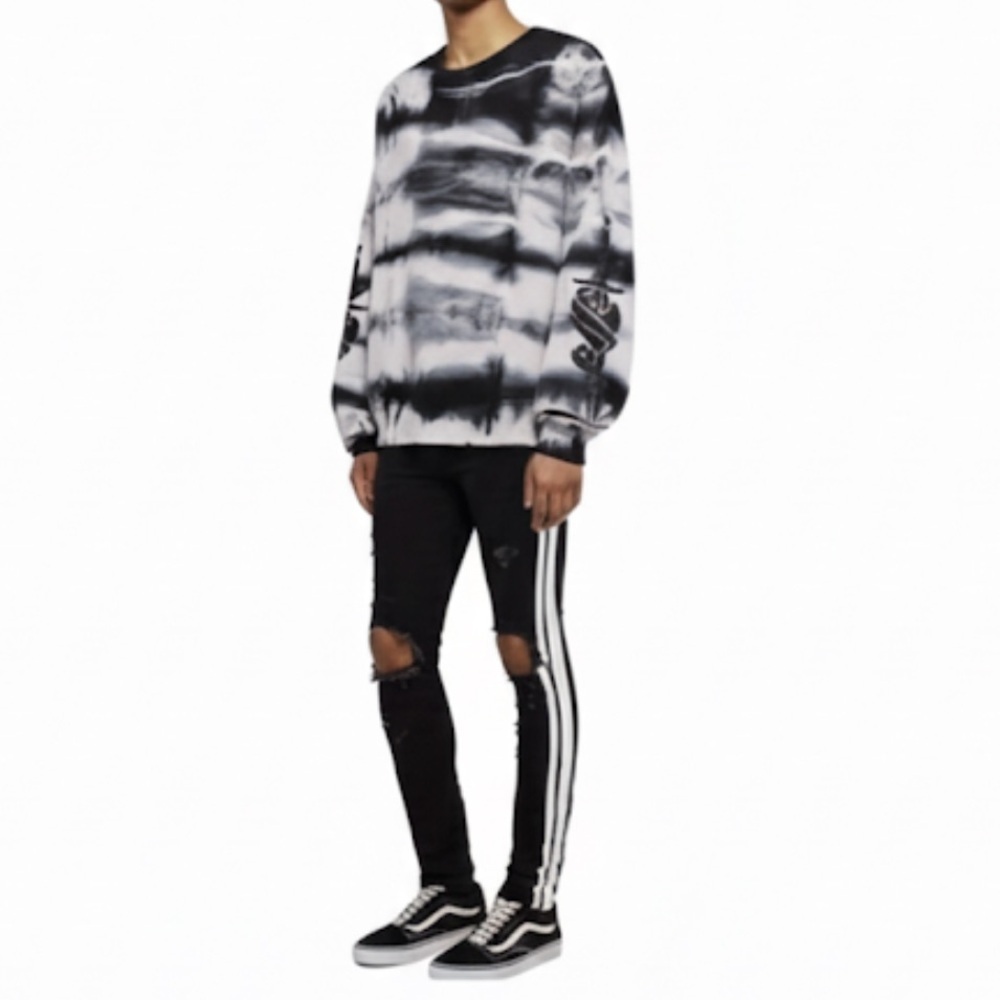 Amiri Black Skinny-Fit Striped Distressed Jeans Size 30 Like New!